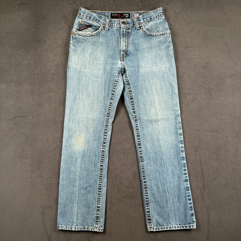 Ariat M4 FR Work Jeans Mens 34x34 Light Wash Relaxed Bootcut Fire Resistant